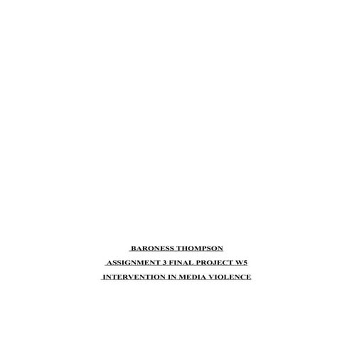 Assignment 3 w5 ongoing media violence