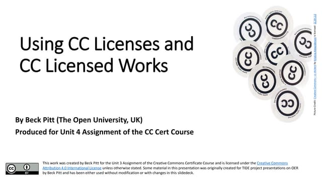 CC Cert: Unit 4. Using CC Licenses and CC Licensed Works 