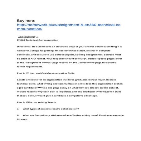 ASSIGNMENT 4 EN360 Technical Communication