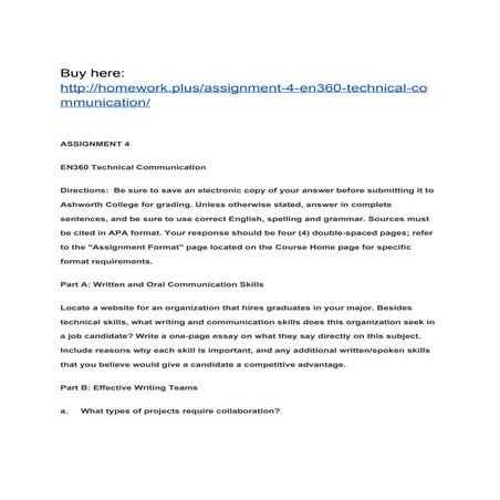 ASSIGNMENT 4 EN360 Technical Communication | PDF