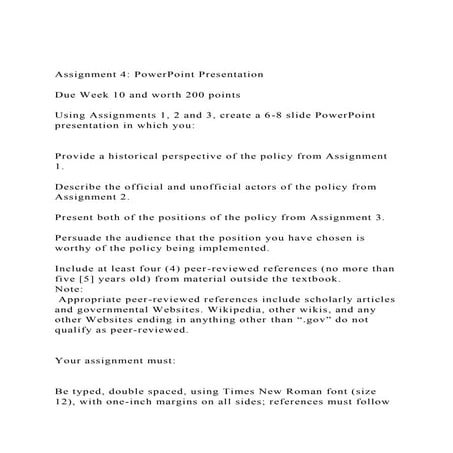Assignment 4 PowerPoint PresentationDue Week 10 and worth 2.docx