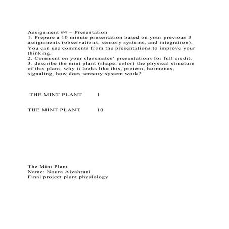 Assignment #4 – Presentation1. Prepare a 10 minute presentation .docx