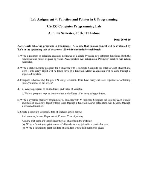 C- Programming Assignment 4 solution | PDF