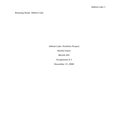 Portfolio Project: Abbott Labs | DOC