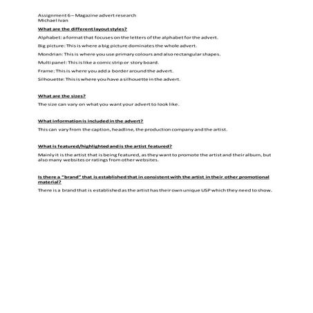 Assignment 6 extension