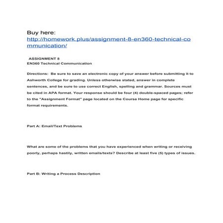 ASSIGNMENT 8 EN360 Technical Communication