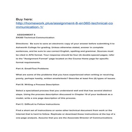 ASSIGNMENT 8 EN360 Technical Communication