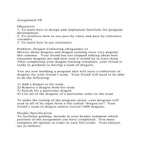 Assignment #8Objectives1. To learn how to design and impleme.docx