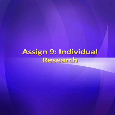 Assignment 9 indevidual research