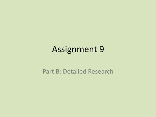 Assignment 9: Part B