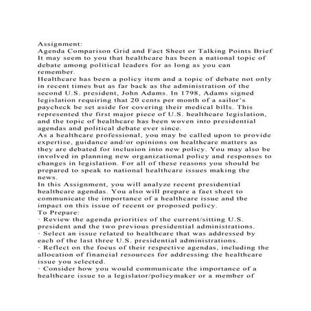 AssignmentAgenda Comparison Grid and Fact Sheet or Talking Poin.docx
