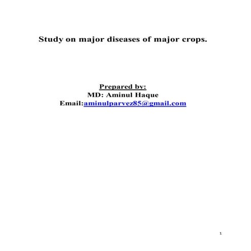 Study on major diseases of major crops in Bangladesh