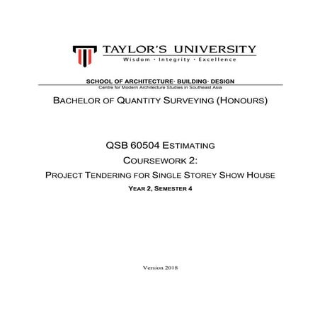 Estimating Assignment Brief