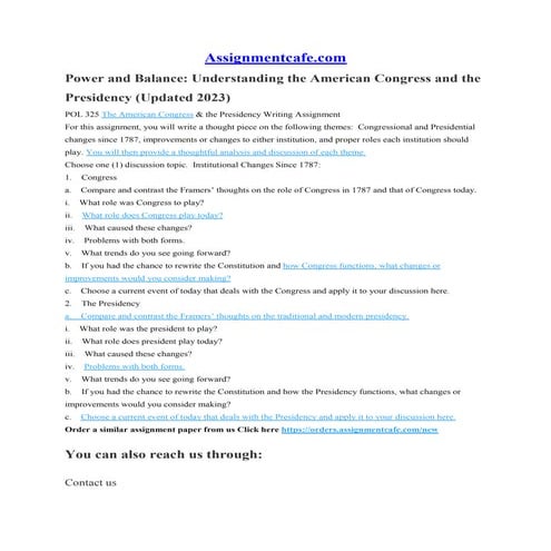 Power and Balance: Understanding the American Congress and the ...