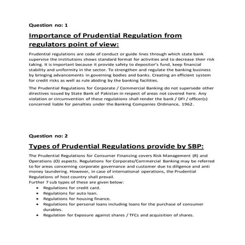 This assignment is related for a bank (SBP)