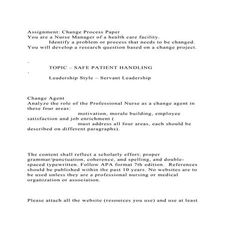 Assignment Change Process PaperYou are a Nurse Manager of a hea.docx