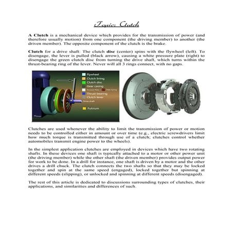 Assignment on 'Clutch'