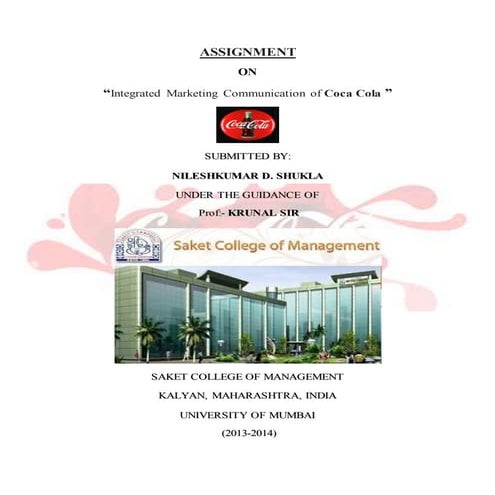 Assignment coca cola by nilesh