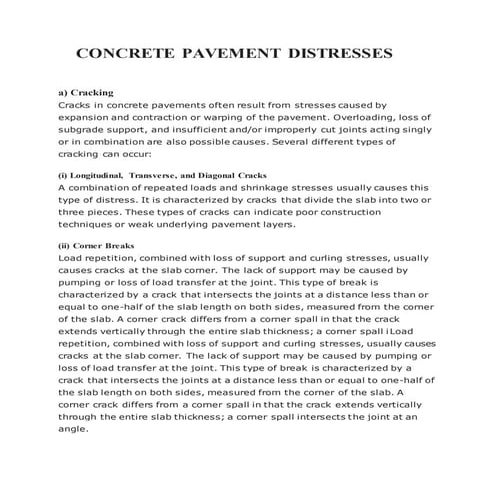 Assignment concrete pavement distresses