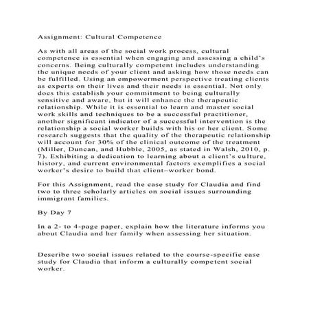 Assignment Cultural CompetenceAs with all areas of the social w.docx