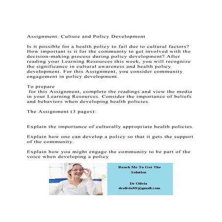 Assignment Culture and Policy DevelopmentIs it possible for.docx