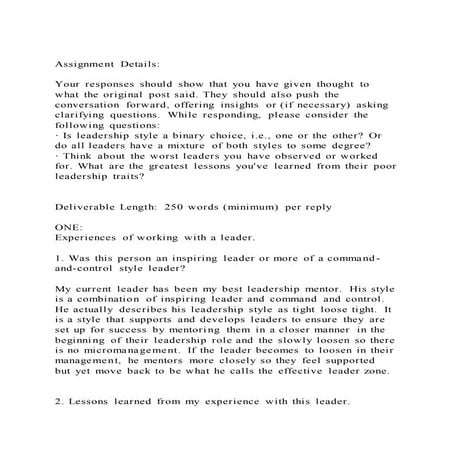 Assignment details your responses should show that you have gi