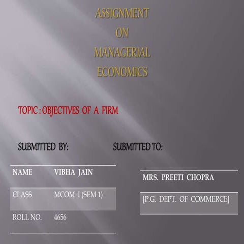 objectives of a firm
