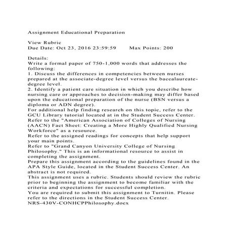 Assignment Educational Preparation View RubricDue Date Oct .docx