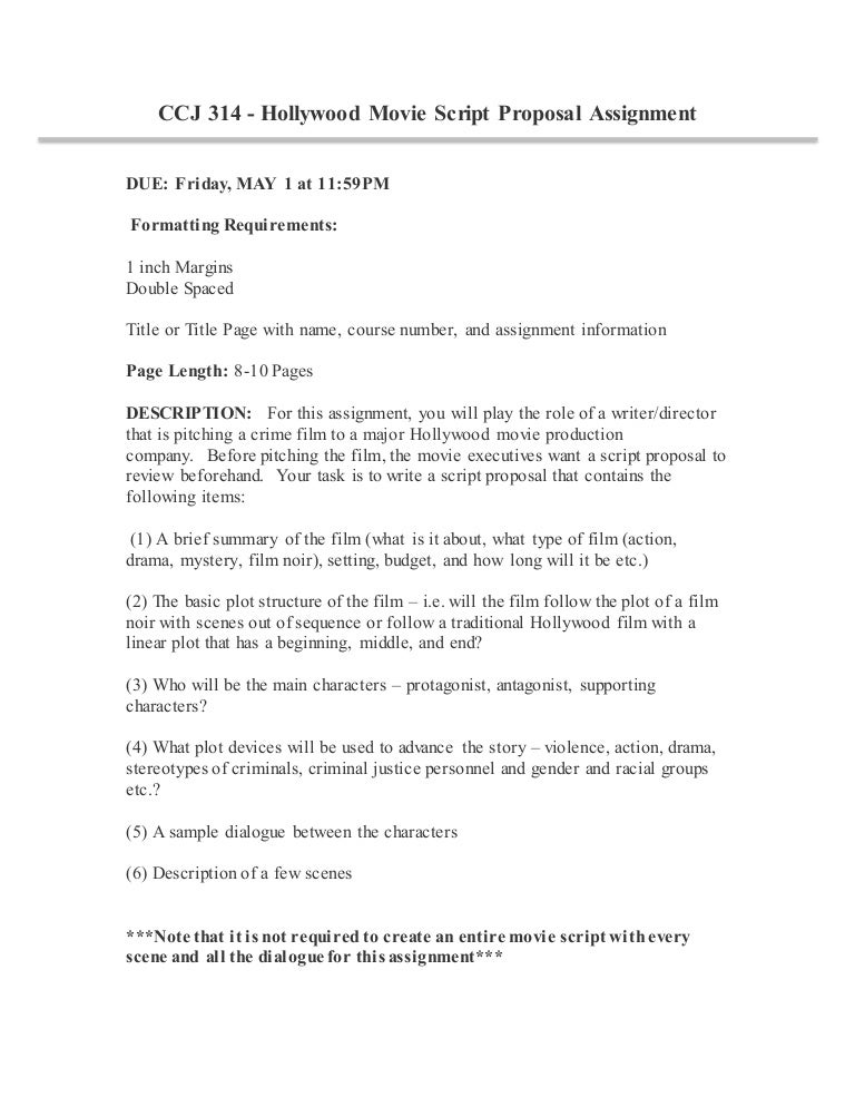 film script proposal assignment