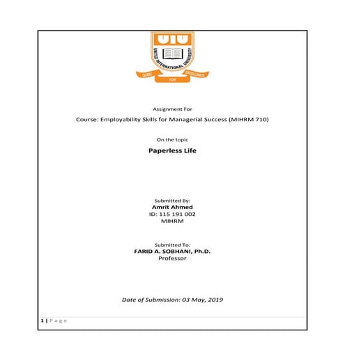 Assignment for paperless life