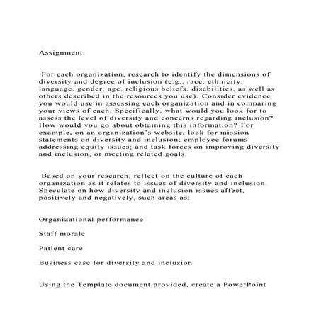 Assignment For each organization, research to identify th.docx