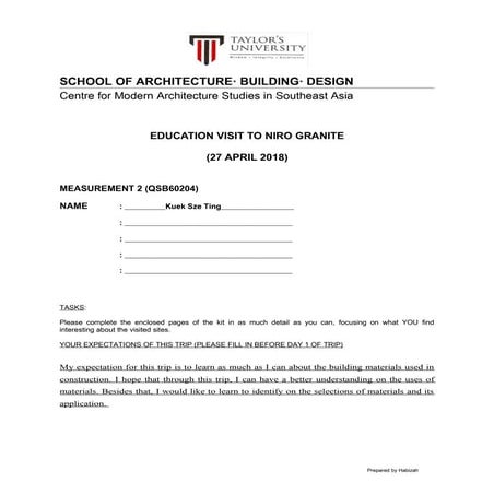 Assignment for niro visit mar 2018