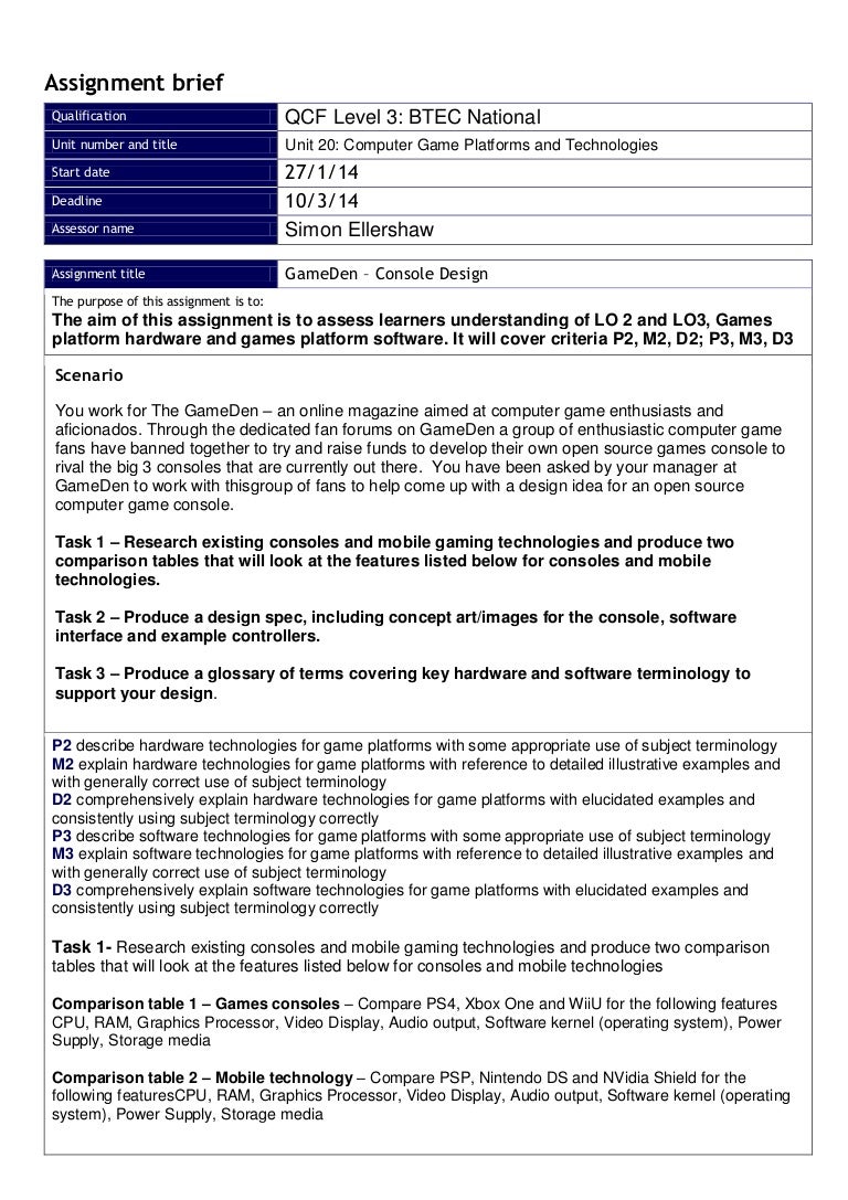 instructions for an assignment