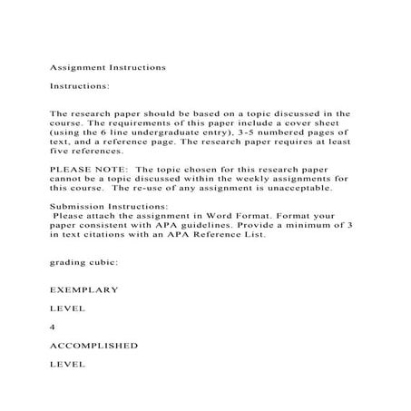 Assignment InstructionsInstructionsThe research paper