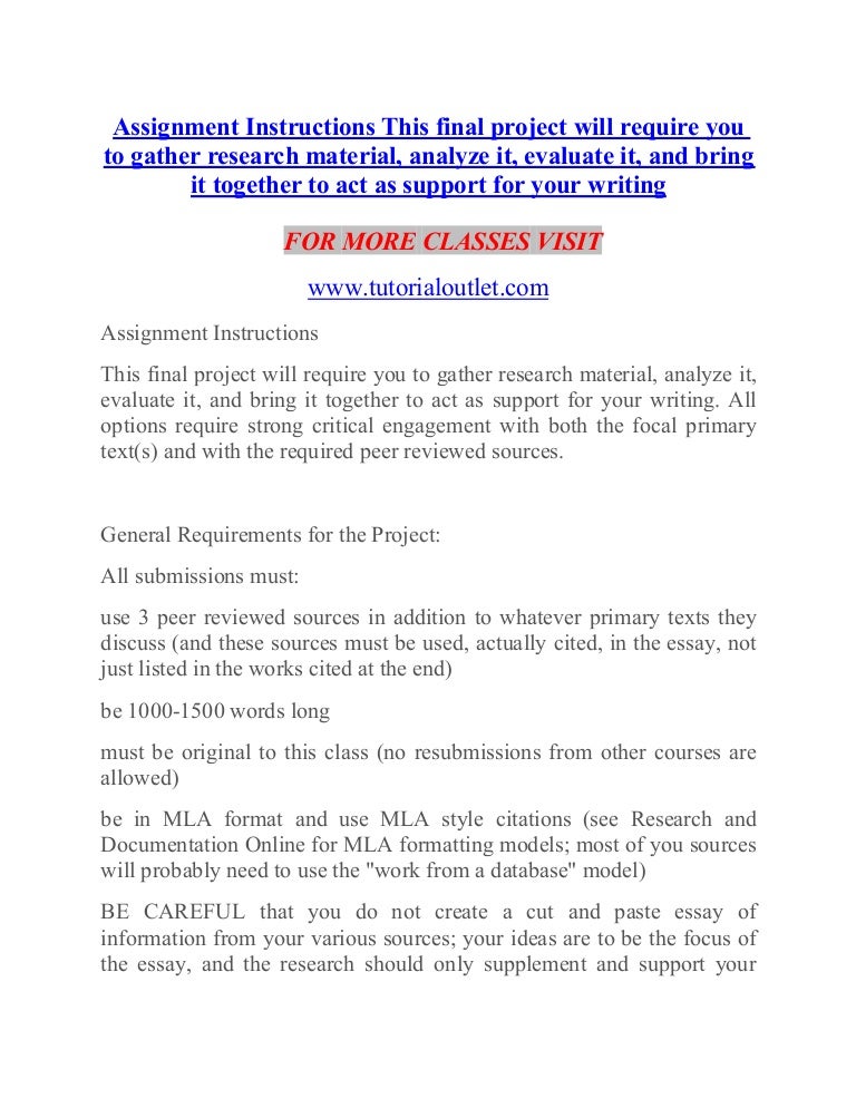 assignment instructions this final project will require you work cited com