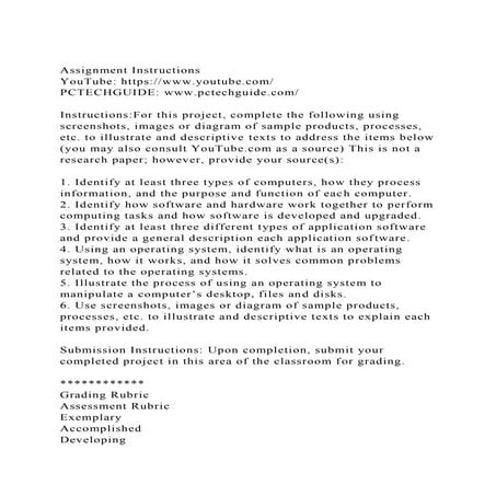 Assignment InstructionsYouTube httpswww.youtube.comPCTECH.docx