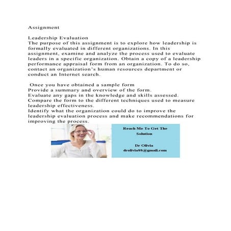 AssignmentLeadership EvaluationThe purpose of this assignment .docx