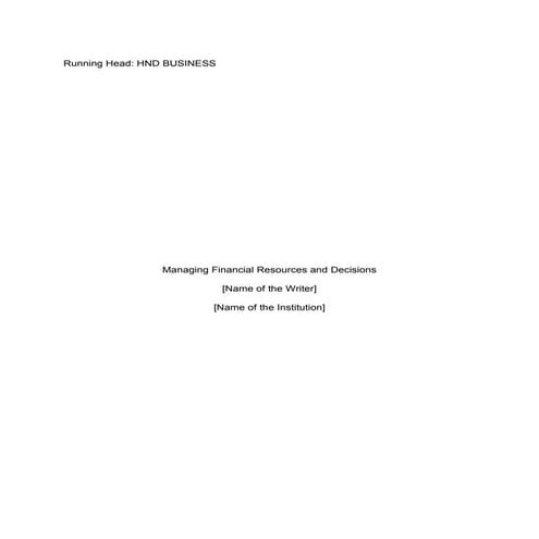 Managing Financial Resources