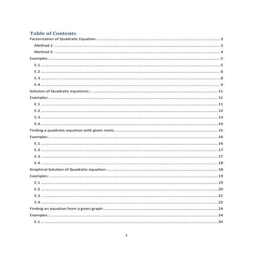 Quadratic Equations-Lesson Note