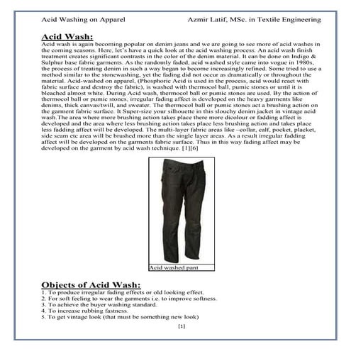 Acid washing Techinique on garments