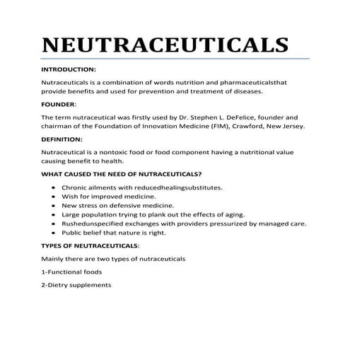 Assignment of analytical chemistry(neutraceuticals)