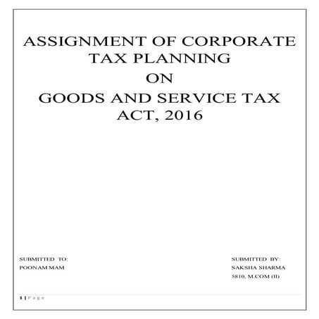 Assignment of corporate tax planning