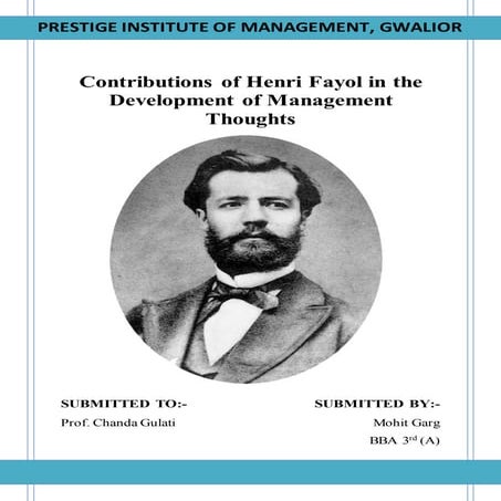 Contribution of Henri Fayol to the development of Management theory....