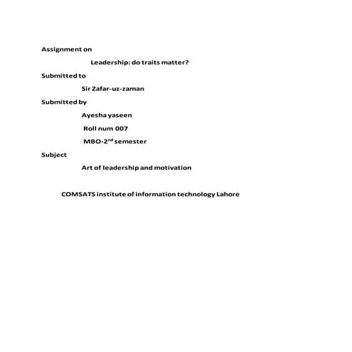 Assignment of leadership: do traits matter?