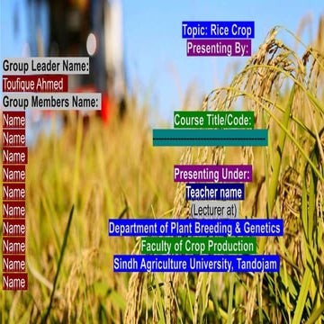 Rice Introduction, origin, floral description, floral formula and cultivation...