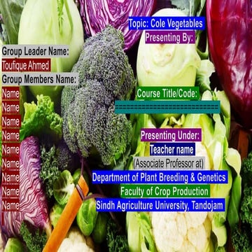 cole vegetables ( introduction of cabbage, origin, floral formula, floral des...