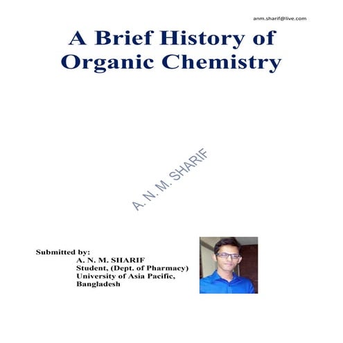 History, Classification, Uses of organic chemistry