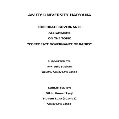 corporate governance of banks