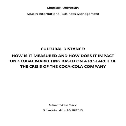 CULTURAL DISTANCE: HOW IS IT MEASURED AND HOW DOES IT IMPACT  ON GLOBAL MARKE...