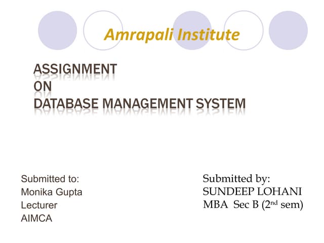 Assignment on dbms